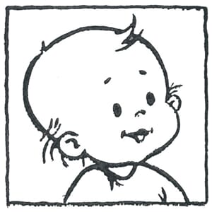 Lykkelig babyfjes - ca 4,5x4,5