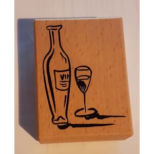 Vinflaske med glass - ca 7x5,5