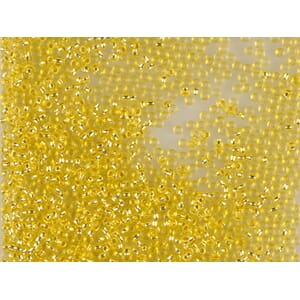 Bunadsperler - 08286 Gul transparent m/ sølv kjerne