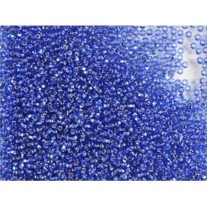 Bunadsperler - 37050 Safirblå m/ sølv kjerne