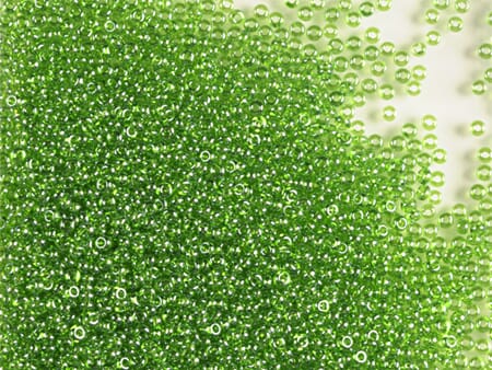Bunadsperler - 56430 Grønn transparent m/ skinn