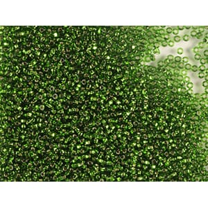 Bunadsperler - 57120 Grøn transparent m/ sølv kjerne