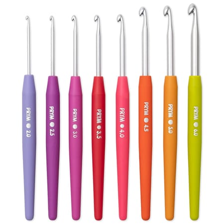 Prym heklenåler Soft grip - 2 - 6 mm - for ull