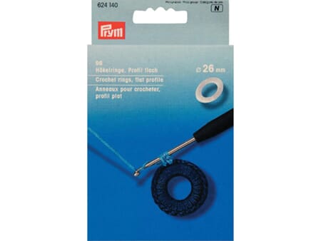 Prym hekleringer - 26 mm - flat hvit - 96 stk