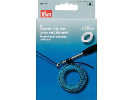 Prym hekleringer - 36 mm - flat hvit - 50 stk